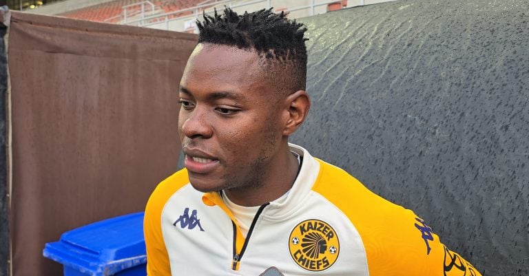 Zitha Kwinika speaking to the media during a Kaizer Chiefs training session.