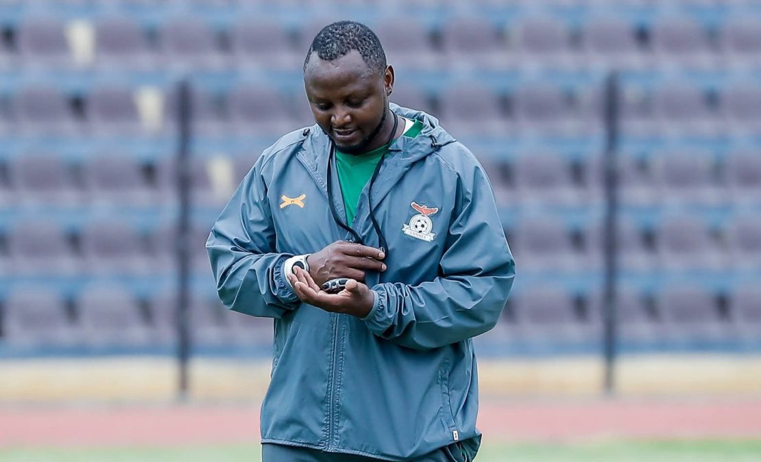Moses Sichone giving instructions during a training session with the Zambia national team
