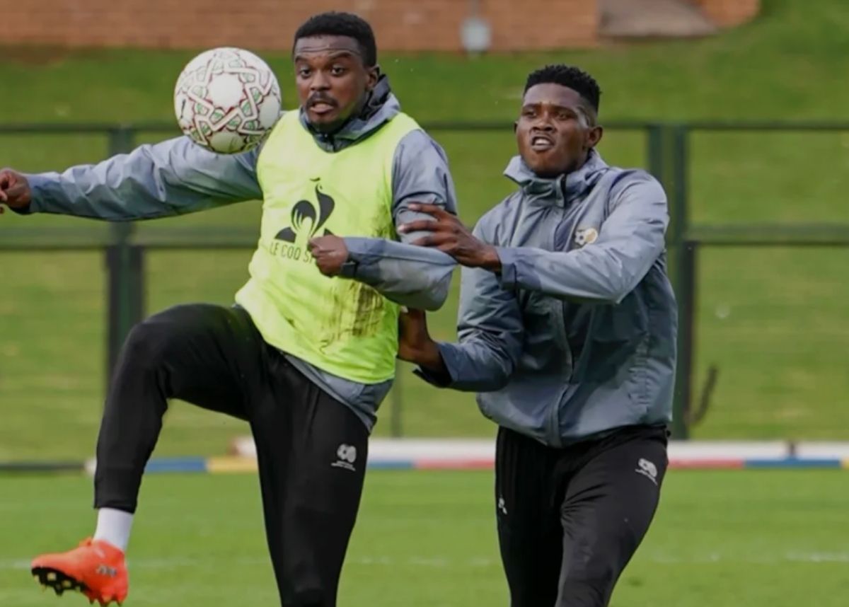 Bafana Bafana's Teboho Mokoena and Bathusi Aubaas train before Afcon 2025. Image: Bafana Bafana