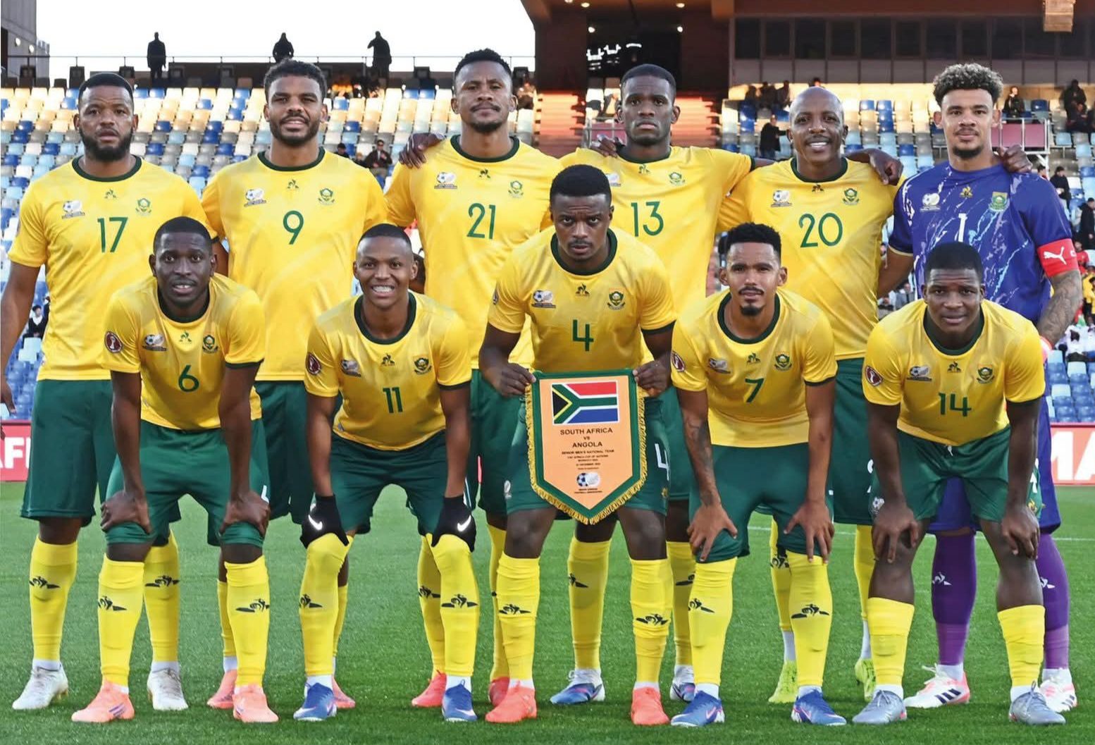 The Bafana Bafana starting line-up against Angola in their opening AFCON match