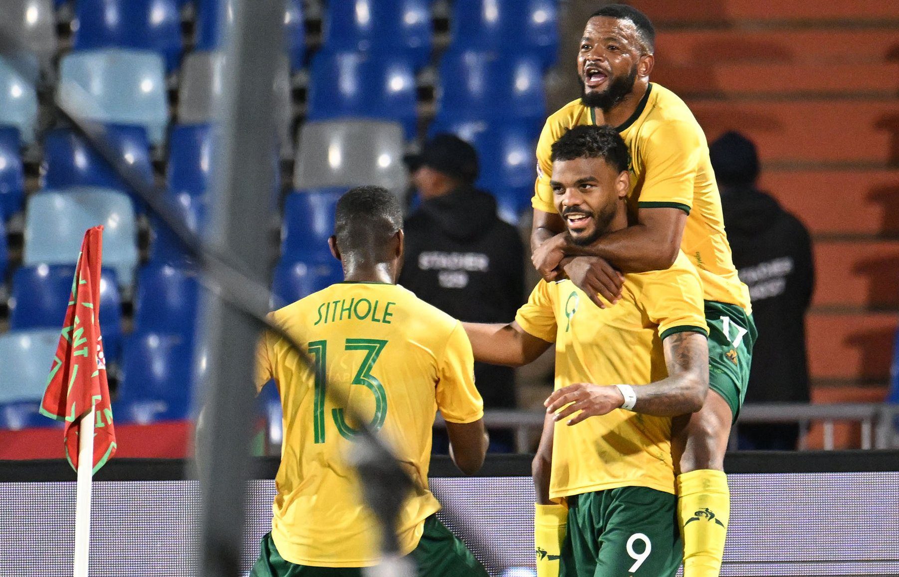 Bafana Bafana players celebrate a goal