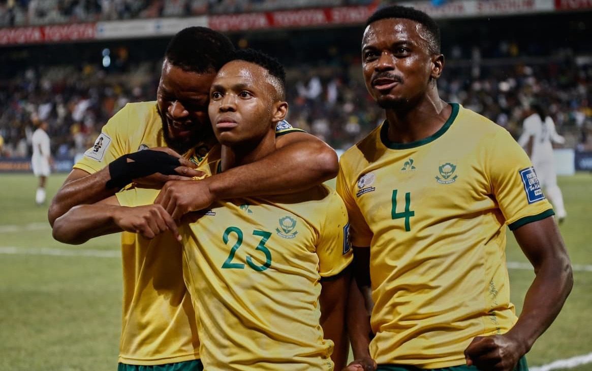Bafana Bafana players in celebratory mood