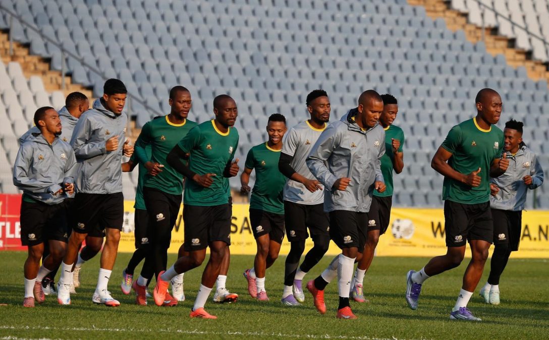 Bafana Bafana players during a training session at the Dobsonville Stadium in Johannesburg.