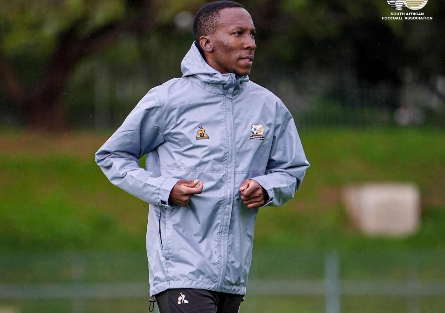 Bafana Bafana winger Elias Mokwana at training