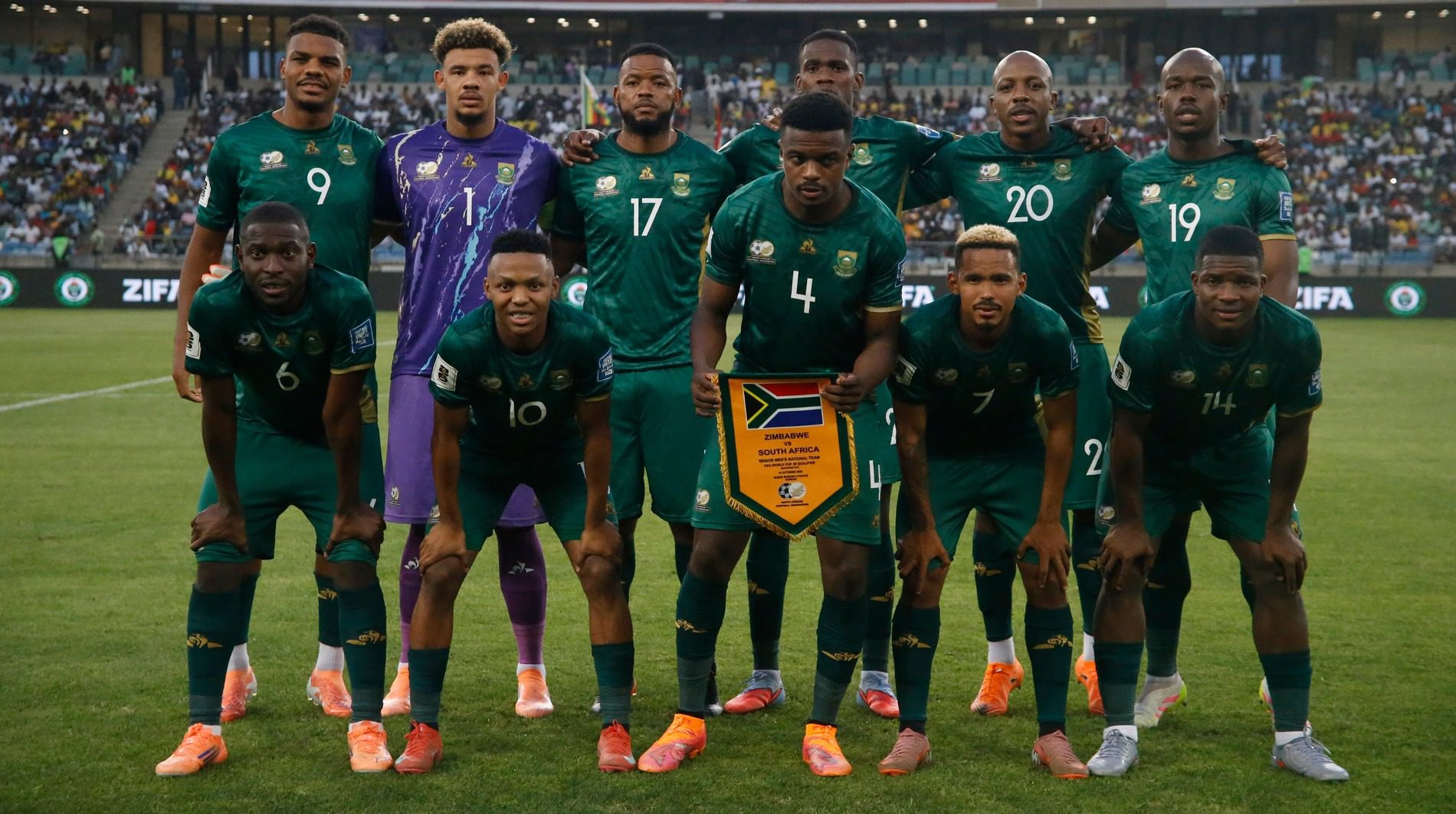 Bafana Bafana players taking a team picture