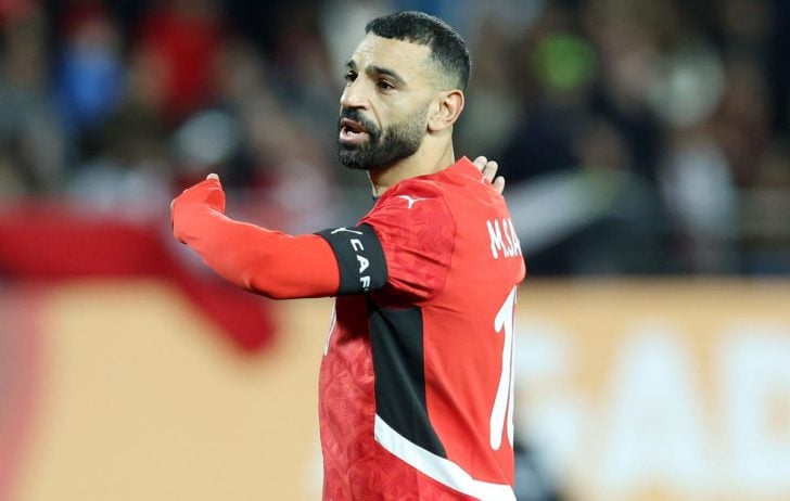 Egypt captain Mo Salah in action against Hugo Broos' Bafana Bafana at AFCON