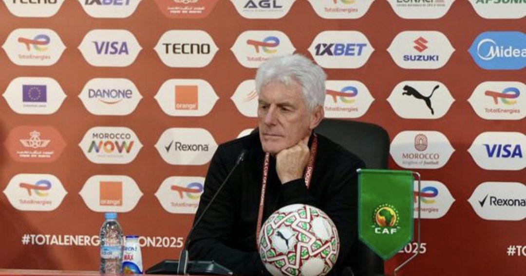 Hugo Broos during a media briefing ahead of the AFCON match against Egypt