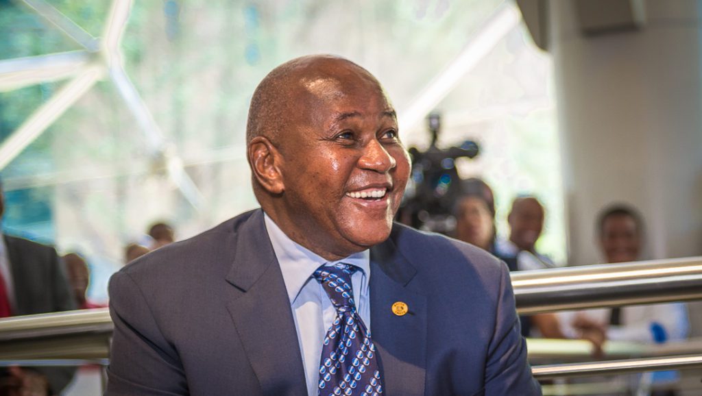 Dr Kaizer Motaung smiling during a Kaizer Chiefs event