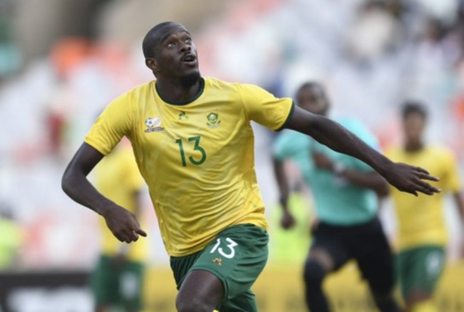 Defender Kwanda Mngonyama in Bafana Bafana colors