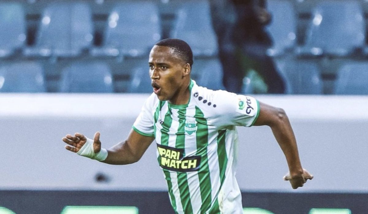 SA star Mihlali Mayambela in action for Aris Limassol FC