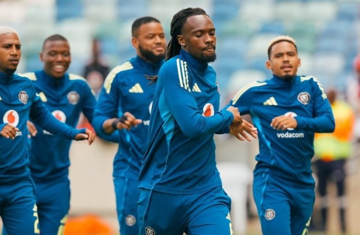 Orlando Pirates players warming up