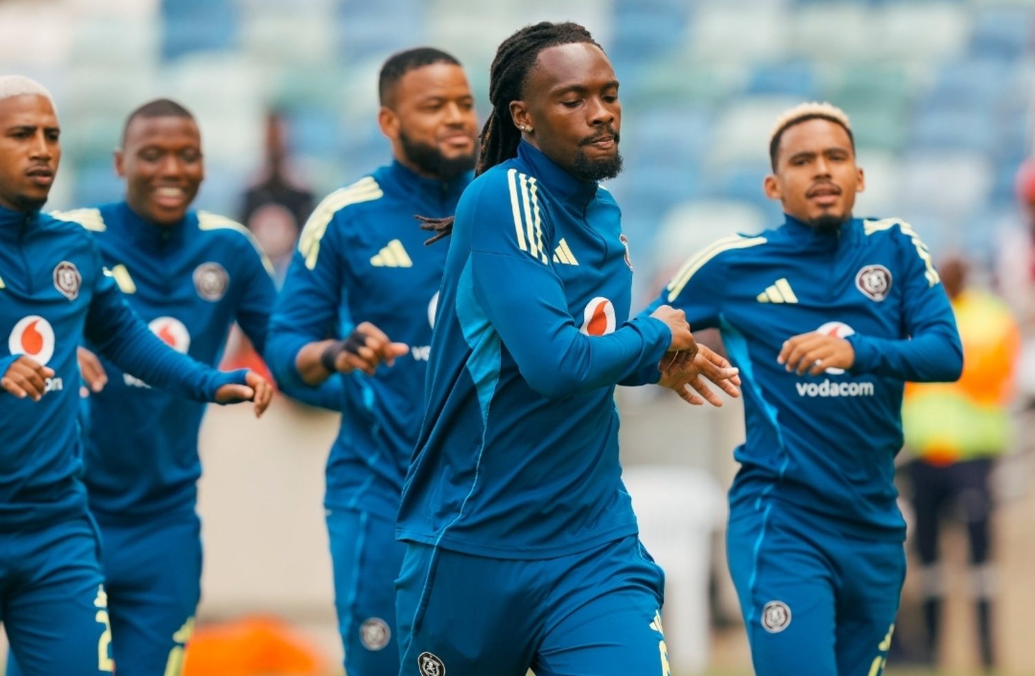 Orlando Pirates players warming up