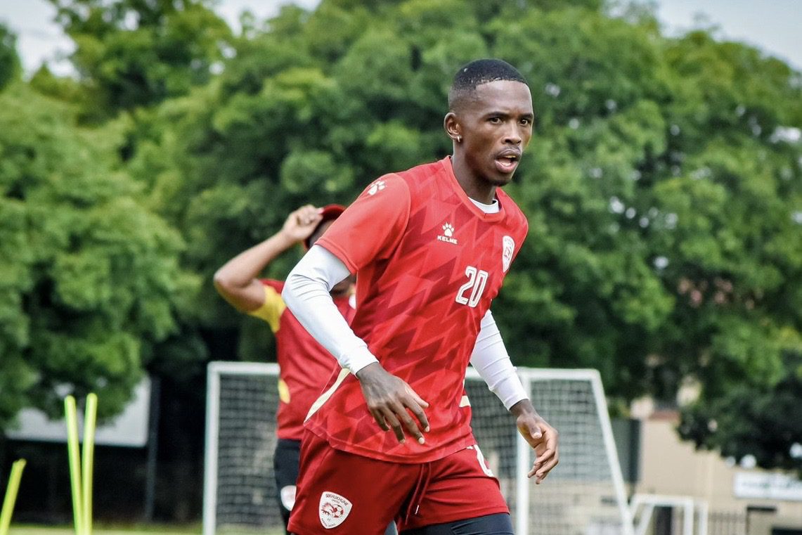 Thabang Monare at training.