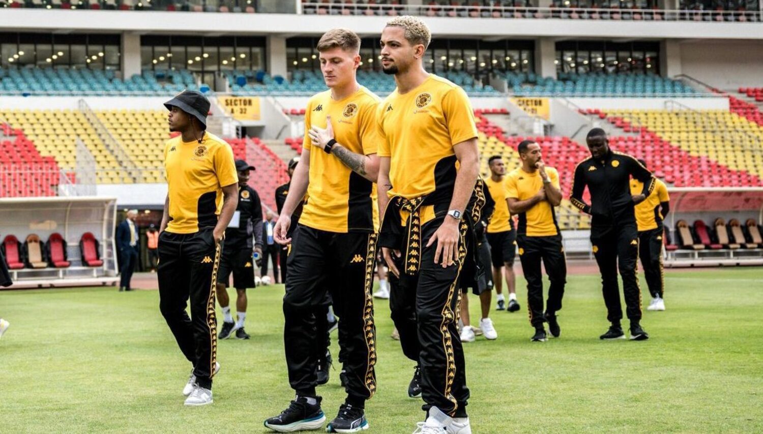 Aden McCarthy with his Kaizer Chiefs teammates