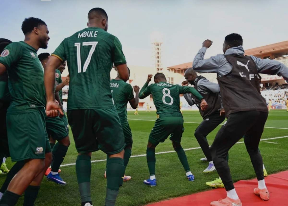 Bafaana Bafana players celebrate a goal against Zimbabwe at AFCON 2025. Image: Bafana Bafana