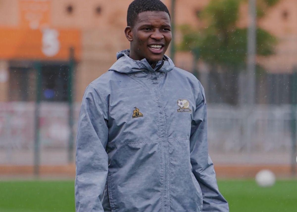Bafana Bafana star Mbekezeli Mbokazi trains in Morocco. Image: Bafana Bafana