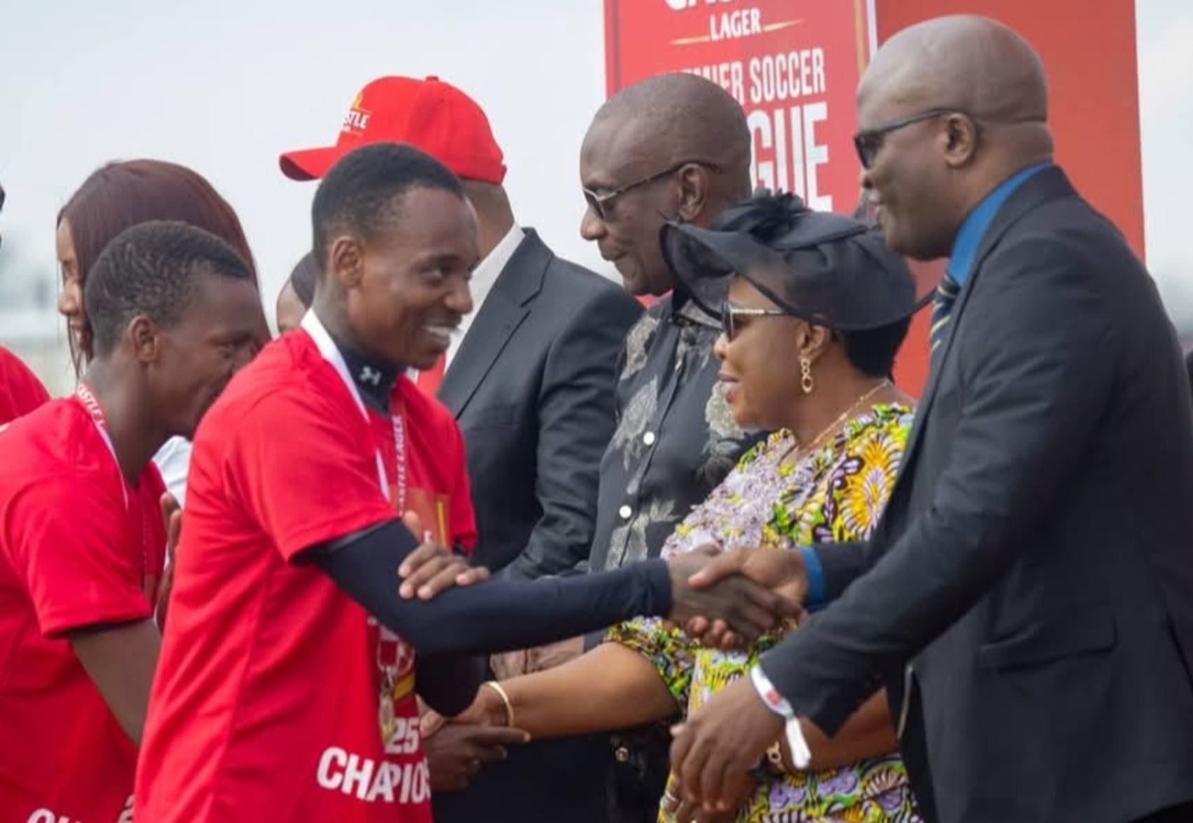 Former Kaizer Chiefs and Mamelodi Sundowns star Khama Billiat receiving his league title medal for Scottland FC