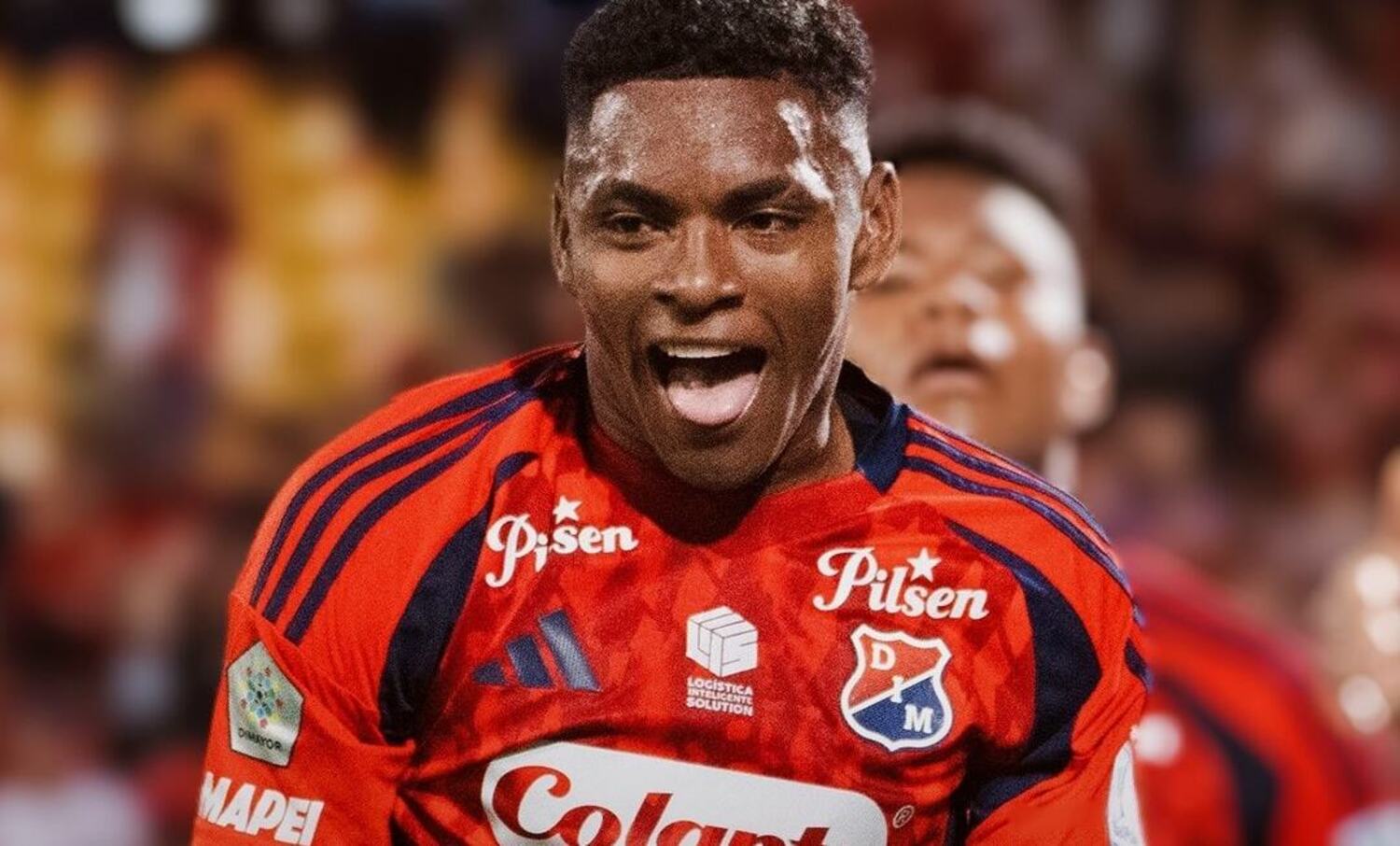 Brayan Leon celebrating while in action for Independiente Medellin