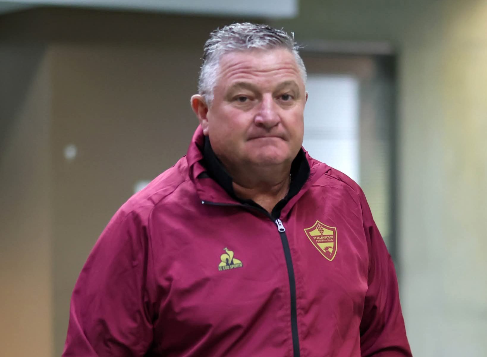 Gavin Hunt arriving at the New Peter Mokaba Stadium with Stellenbosch FC