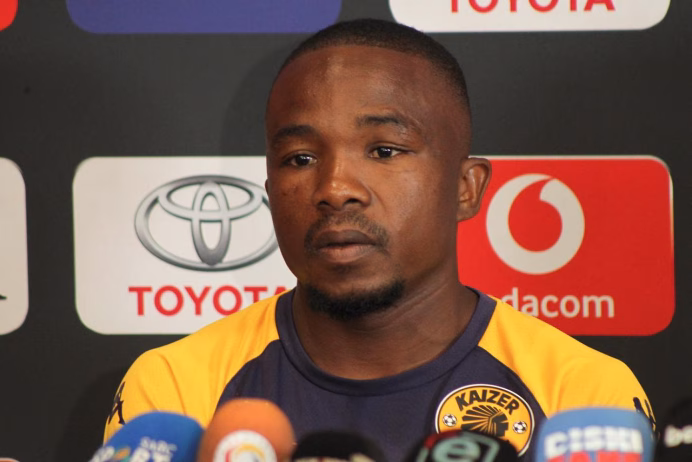 Kaizer Chiefs defender Paseka Mako addressing the media