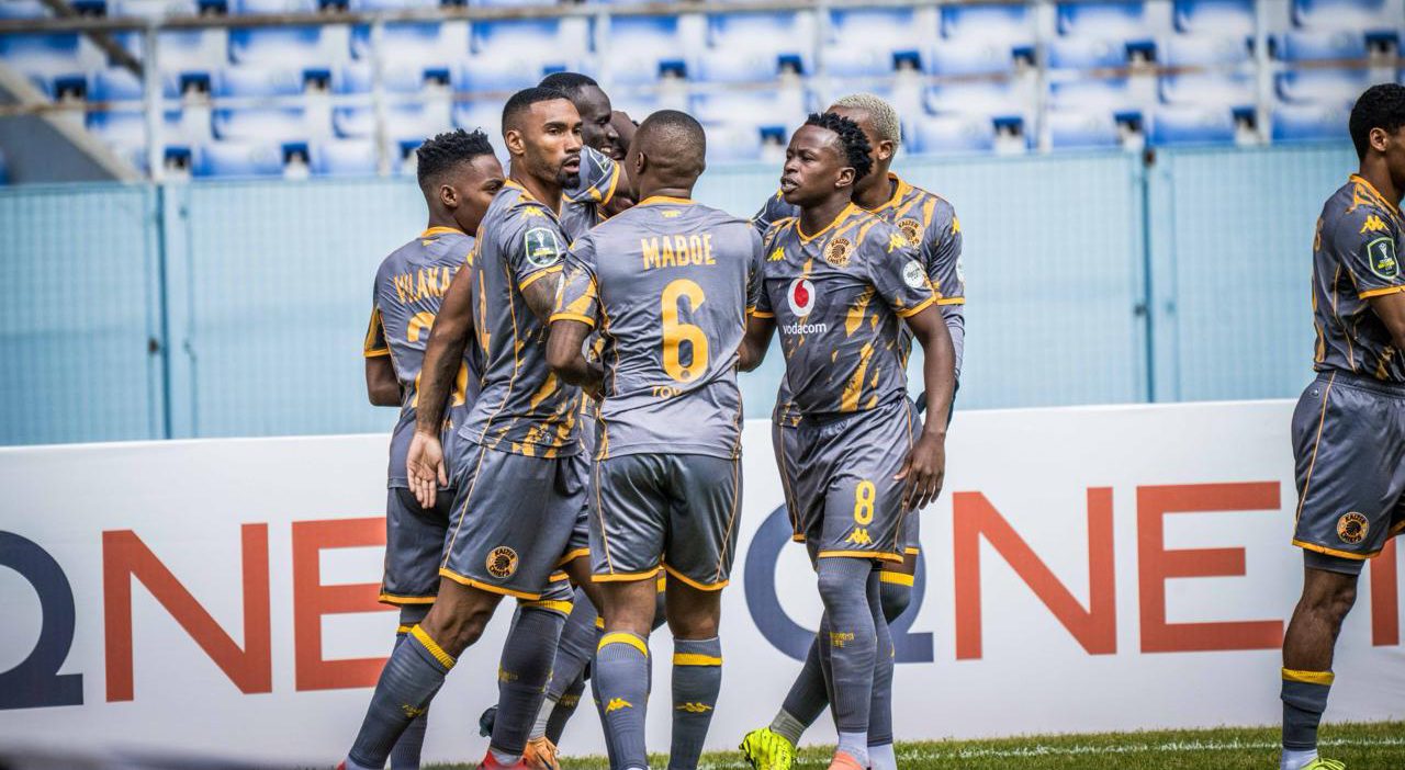 Kaizer Chiefs players celebrate a goal against Zesco United