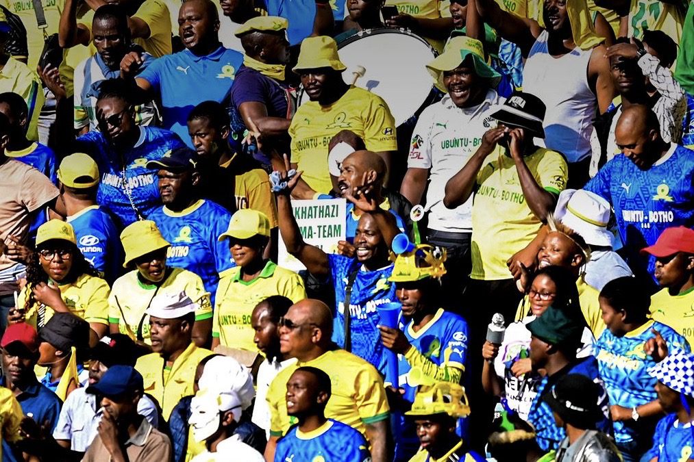Mamelodi Sundowns supporters cheering on the team