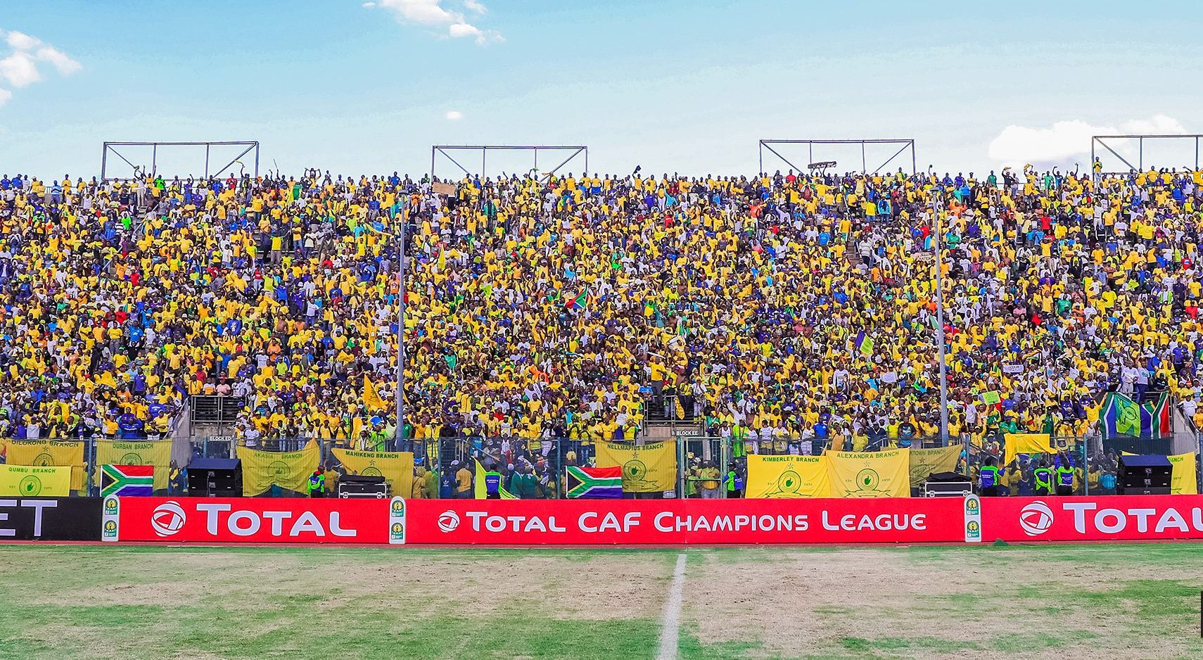 Mamelodi Sundowns supporters at a stadium