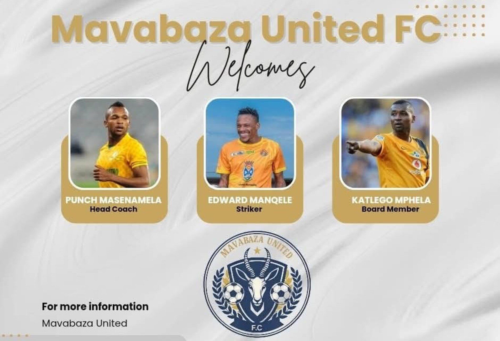 Mavabaza United unveil Punch Masenamela, Edward Manqele and Katlego Mphela
