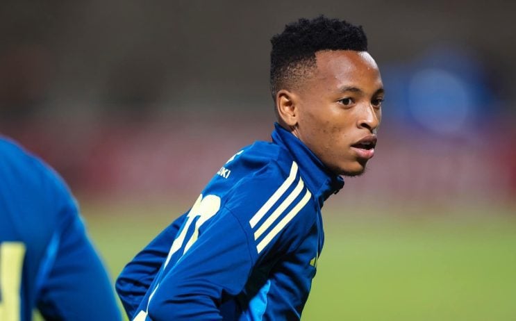 Relebohile Mofokeng during a warm-up session with Orlando Pirates before a League match