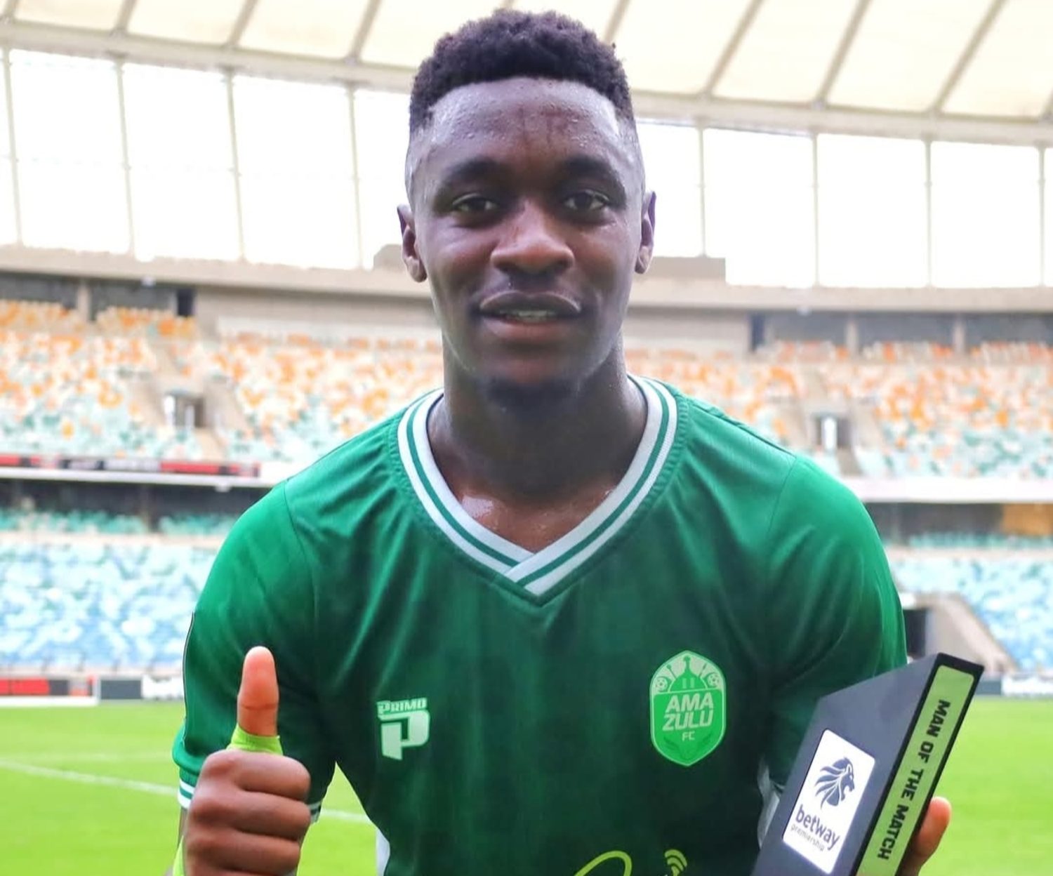 AmaZulu FC striker Thandolwenkosi Ngwenya after winning a Man of the Match award