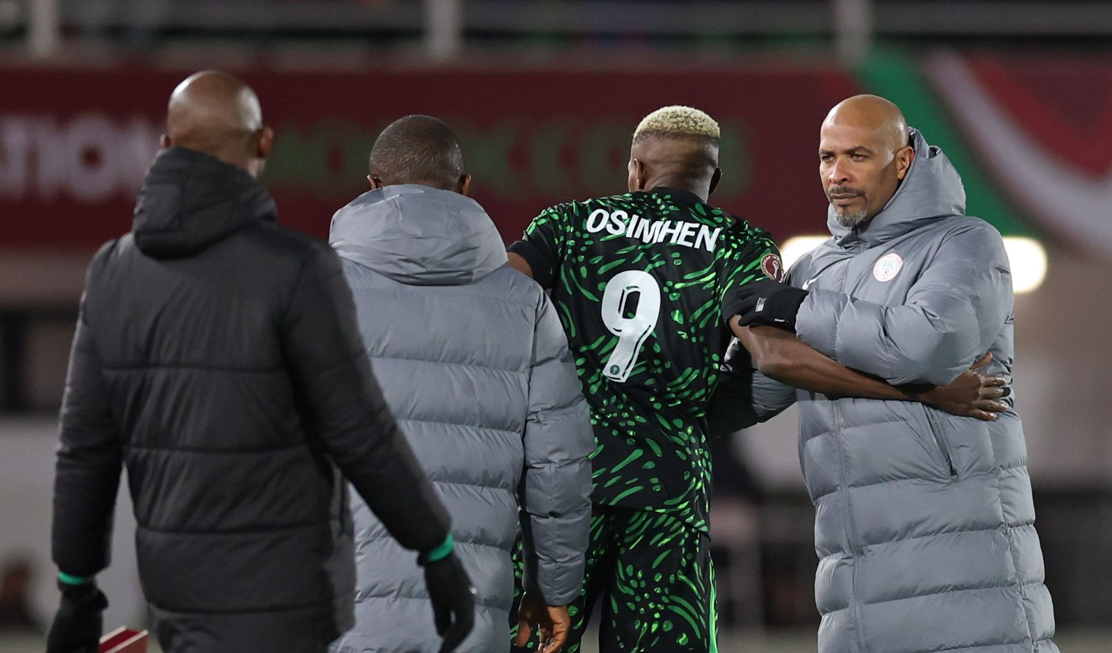 Victor Osimhen with Nigeria coach, Eric Chelle