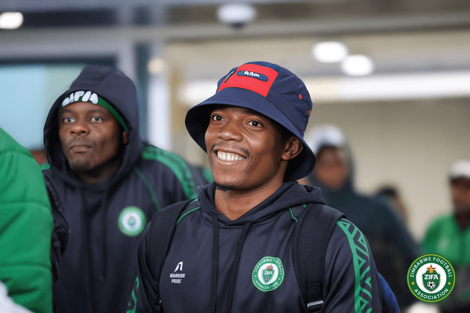 Emmanuel Jalai with team mates during the AFCON in Morocco.