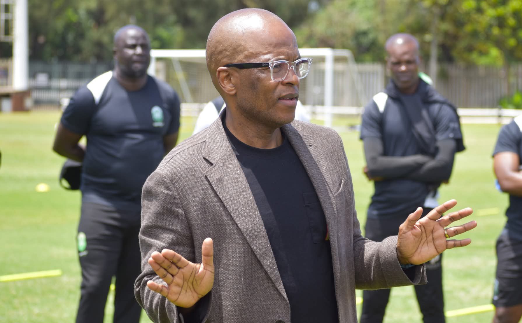AmaZulu FC president Sandile Zungu addressing the players during a training session