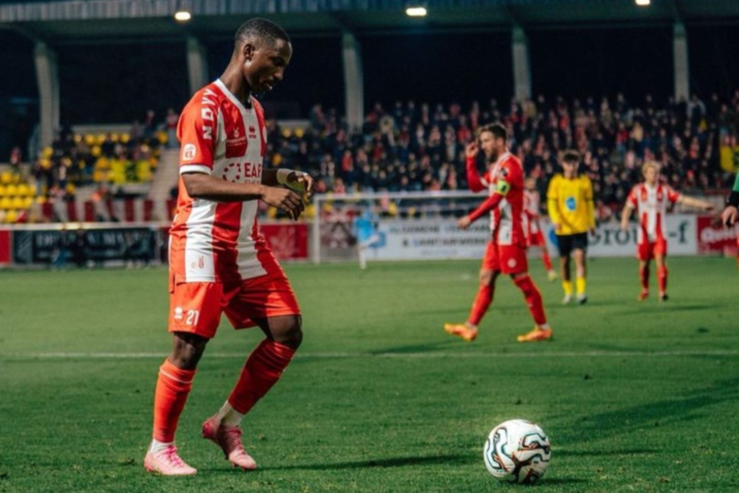Cassius Mailula during a K.V. Kortrijk match in Belgium