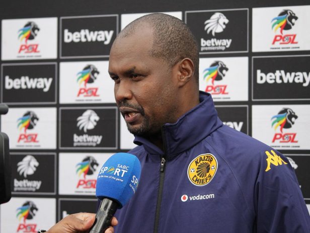 Kaizer Chiefs co-coach Cedric Kaze speaking to SABC TV in a post match interview