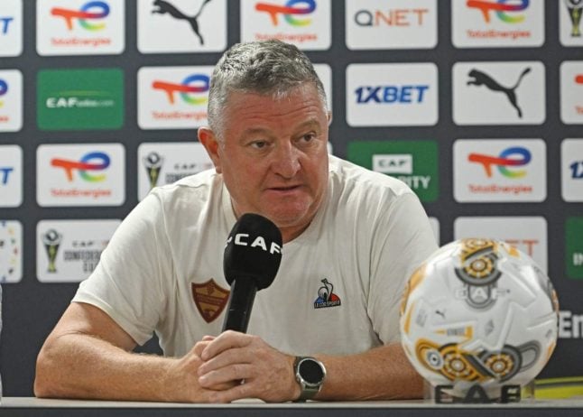 Gavin Hunt delivers a press conference before Stellenbosch FC vs CR Belouizdad. Image: Stellenbosch FC