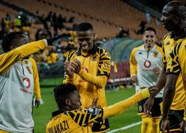 Kaizer Chiefs players celebrate Mfundo Vilakazi's goal against Orbit College in the Betway Premiership at the FNB Stadium. Image: KC Official/Instagram