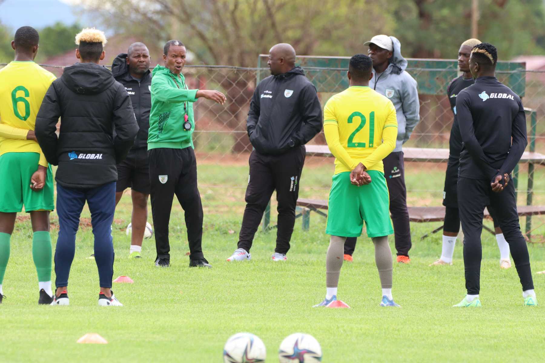 Kgoloko Thobejane conducting a training session with Baroka FC in Seleteng, Limpopo.