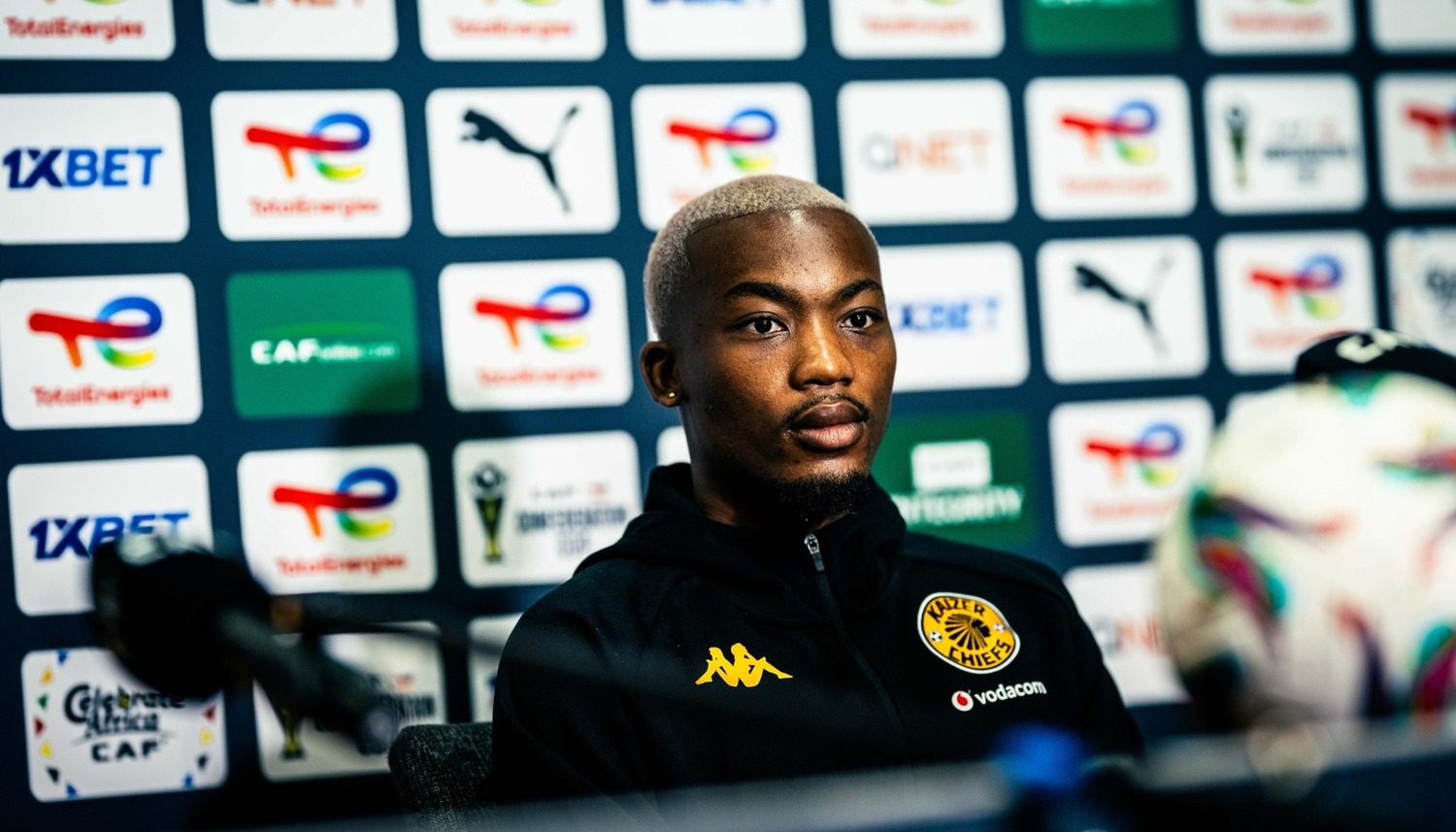 Khanyisa Mayo at a Kaizer Chiefs press conference