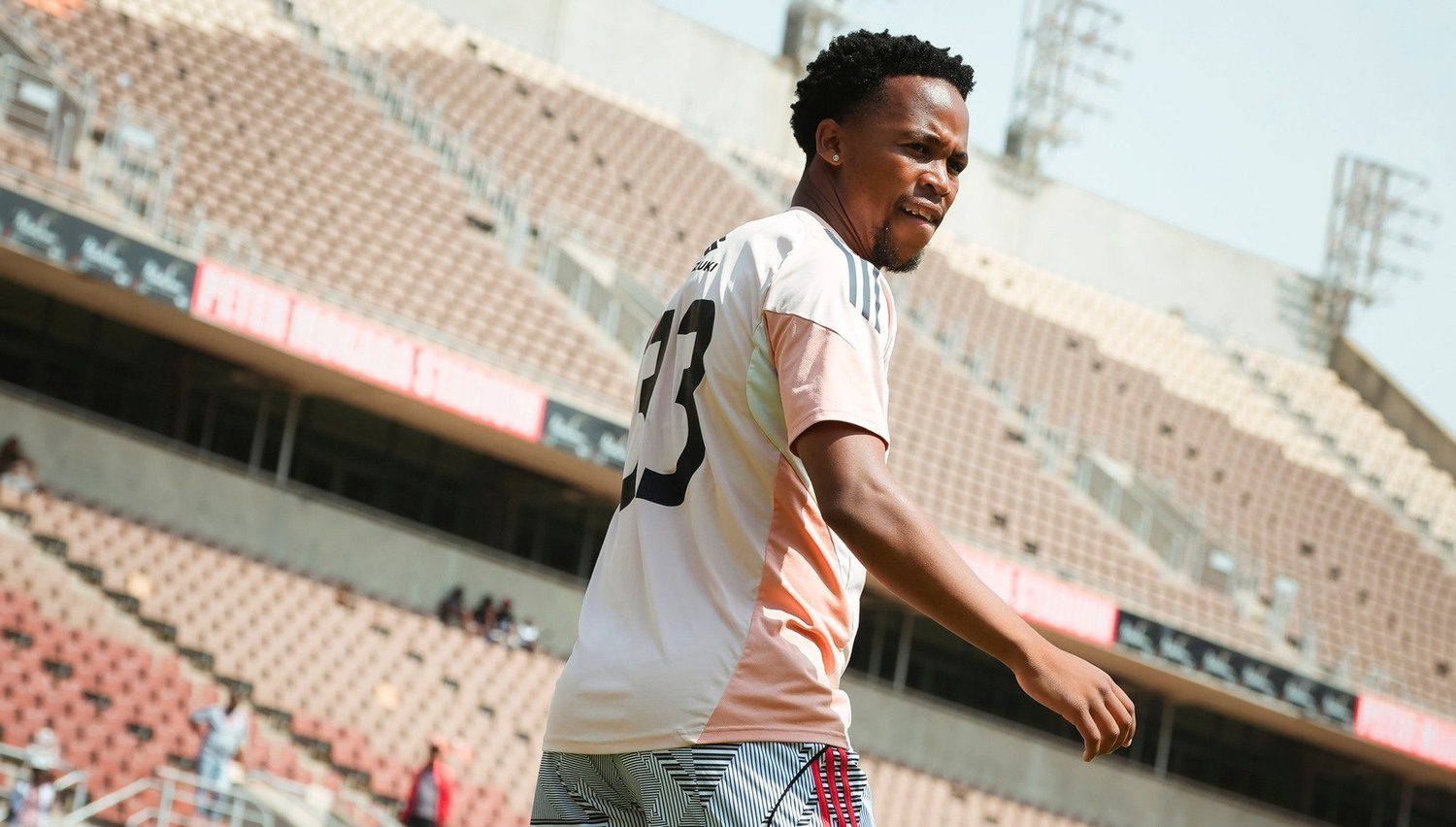 Orlandi Pirates defender Lebone Seema during warm-up