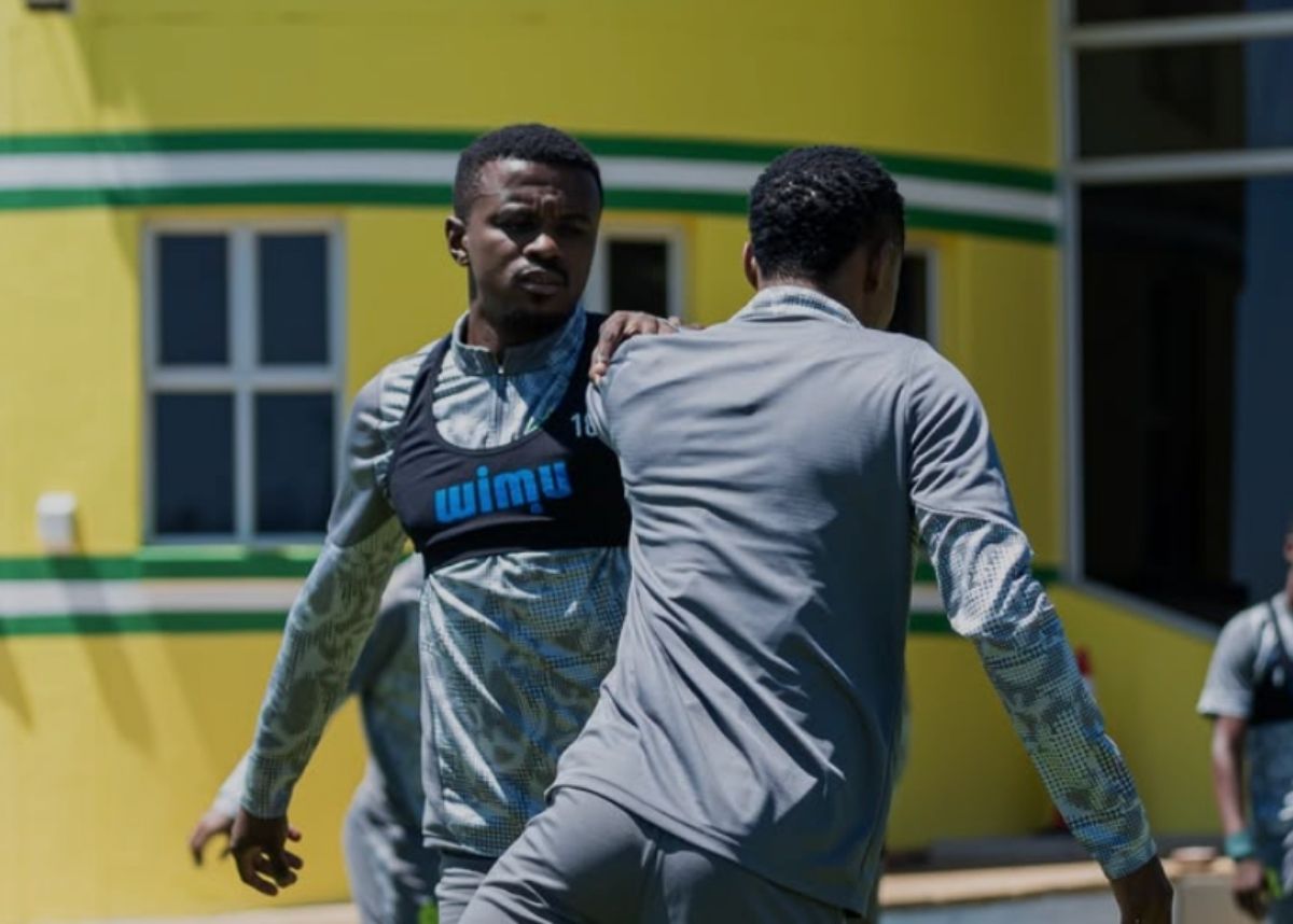 Mamelodi Sundowns stars Tebogo Mokoena and Monnapule Saleng train at Chloorkop. Image: Mamelodi Sundowns