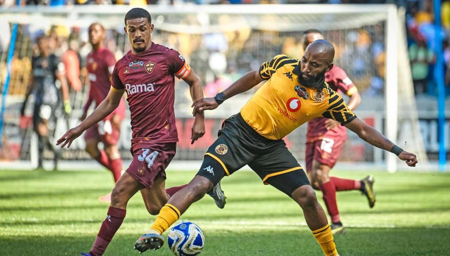Stellenbosch midfielder Devin Titus challenges Kaizer Chiefs' Sibongiseni Mthethwa