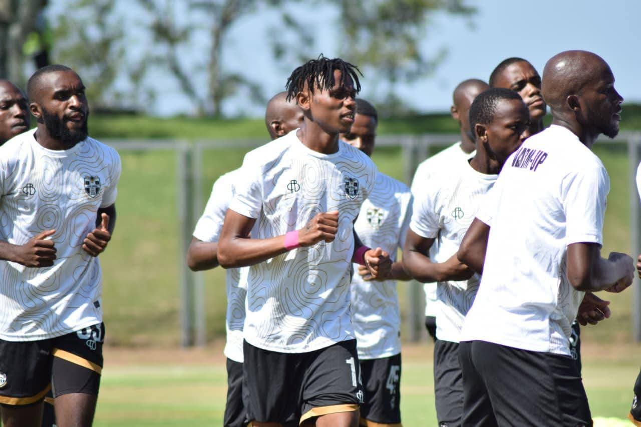 The Bees FC players having a warm-up session