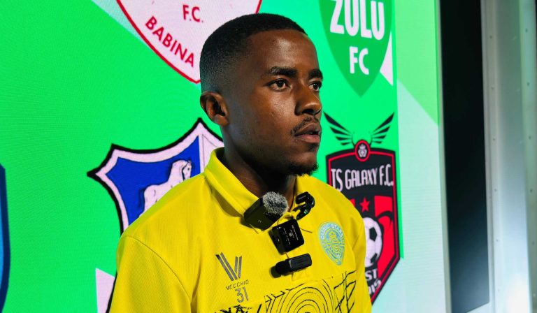 Wandile Mthombeni talking to the media during a Nedbank Cup quarter-final draw