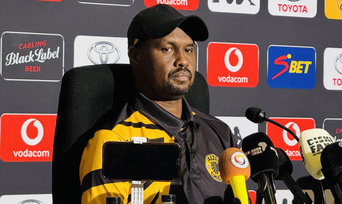 Kaizer Chiefs co-coach Cedric Kaze speaking to the media