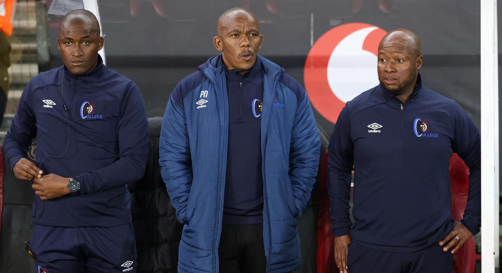 Pogiso Makhoye and his technical team during a League match against Orlando Pirates.