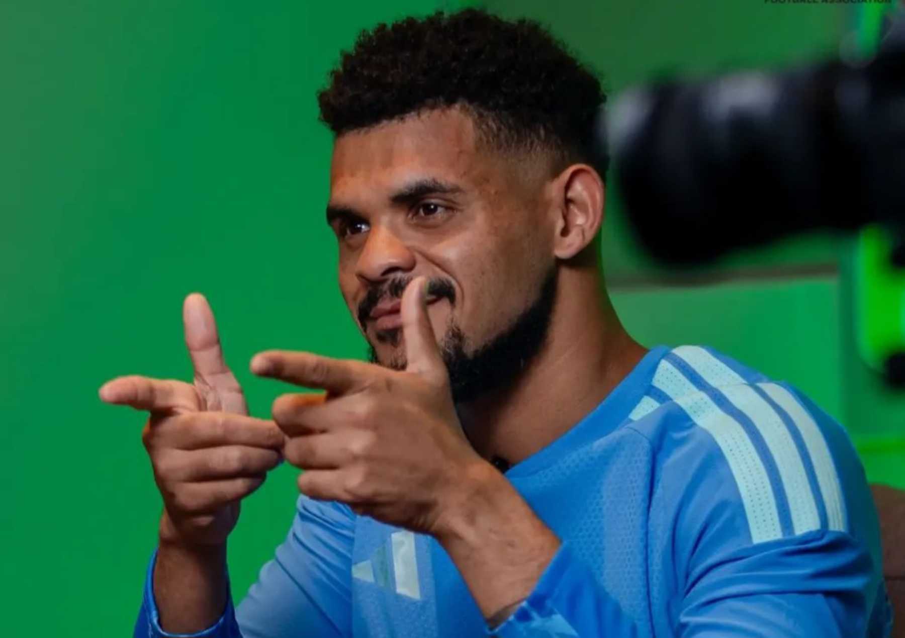 Sekhukhune United keeper Renaldo Leaner unveiling the new Bafana Bafana kit