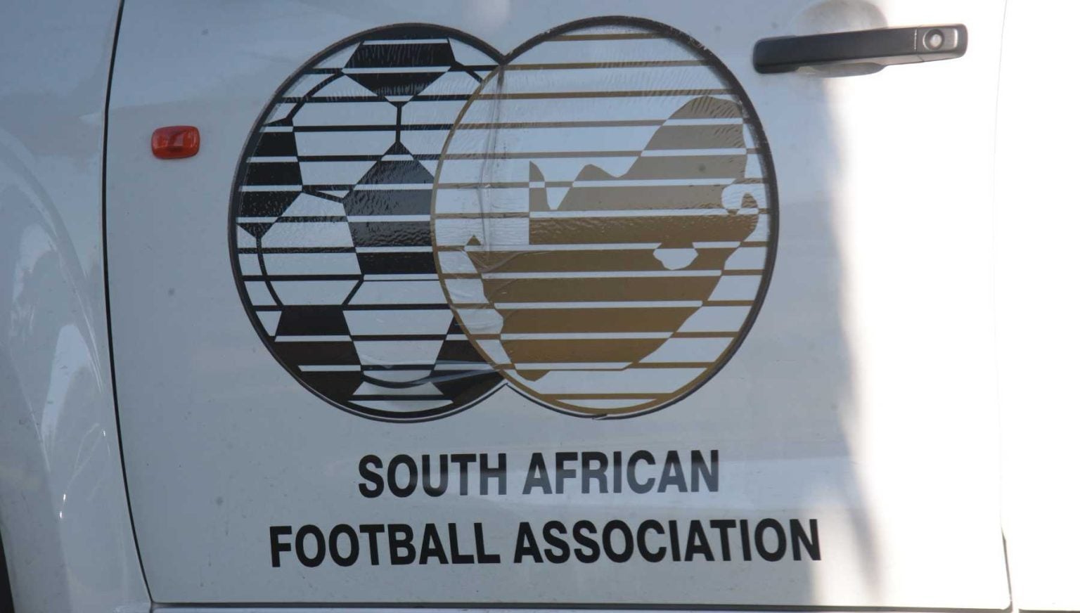 The SAFA logo branded on a car at the ABC Motsepe League playoffs in Upington. Dennis Mumble was once a leader
