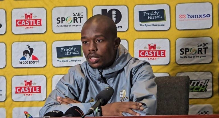 Nkosinathi Sibisi during Bafana Bafana's press conference