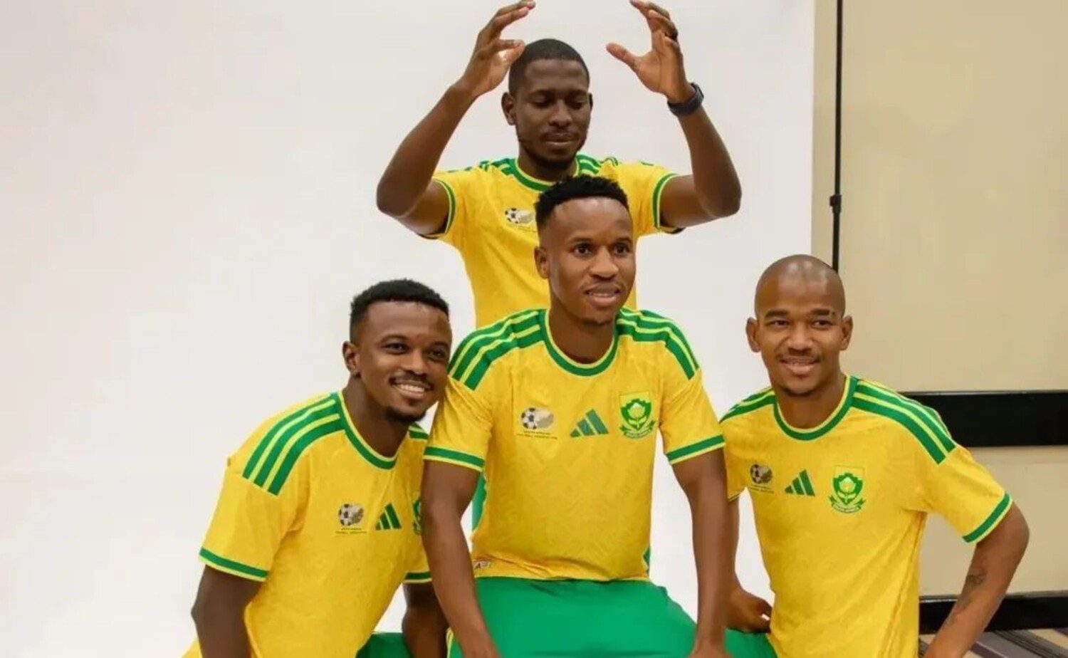 Themba Zwane with his Bafana Bafana and Mamelodi Sundowns teammates